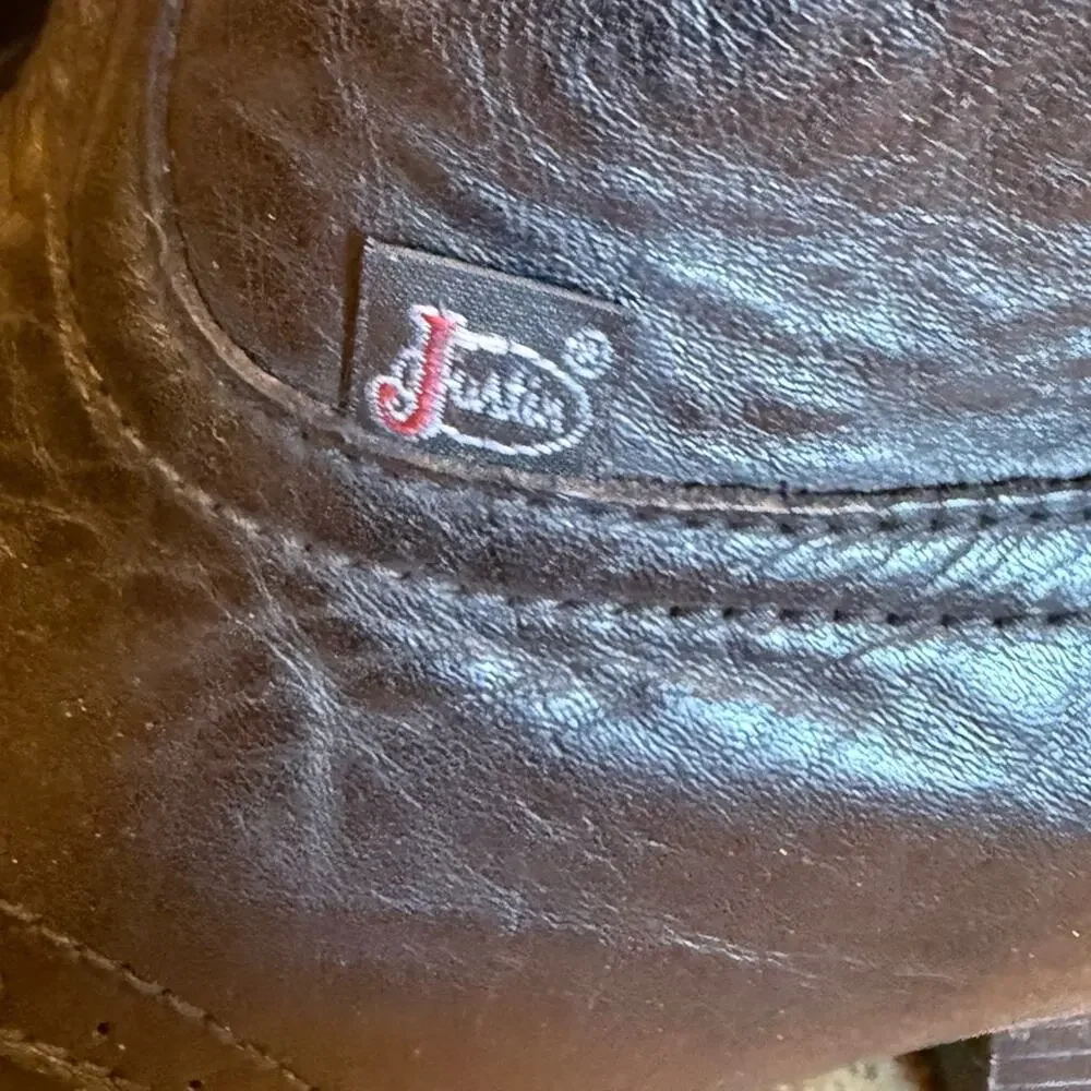 Justin Boots J-Flex Black Leather Work Boot with Red Logo Accents Mens 12D